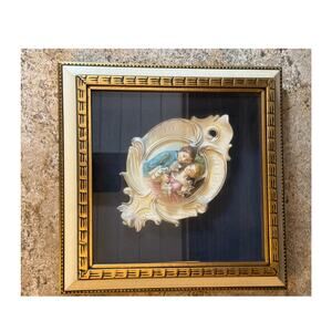 Vintage Capodimonte Romantic Couple Framed In a Picture Box Frame